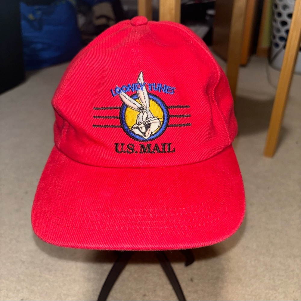 Vintage Looney Tunes Stamp Collection US Mail Bugs Bunny Snapback Hat Cap